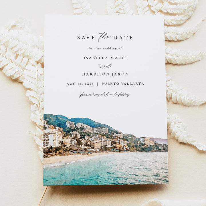 PUERTO VALLARTA Mexico Beach Wedding Save the Date Cards with Photo
