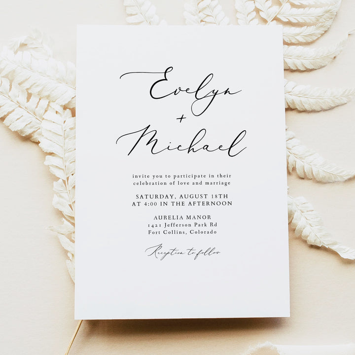 EVELYN Elegant Minimalist Wedding Invitation with Photo