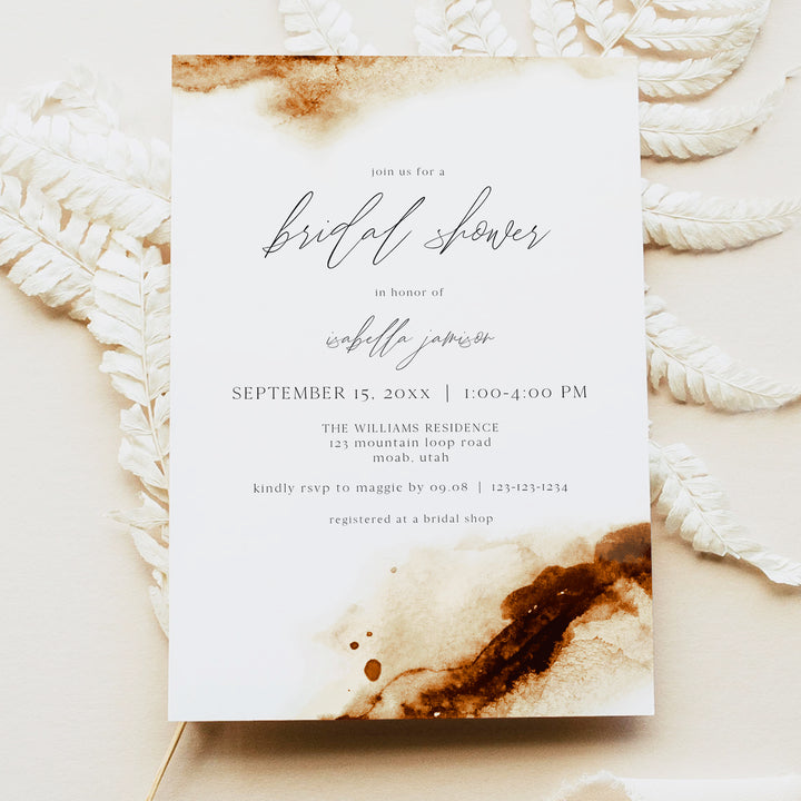 JAYLA Minimalist Burnt Orange Autumn Bridal Shower Invitations