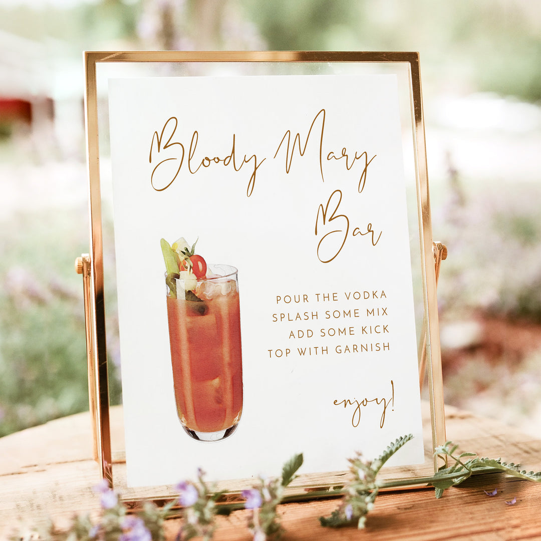 INDIE Rustic Terracotta Bridal Shower Bloody Mary Bar Sign - Unframed