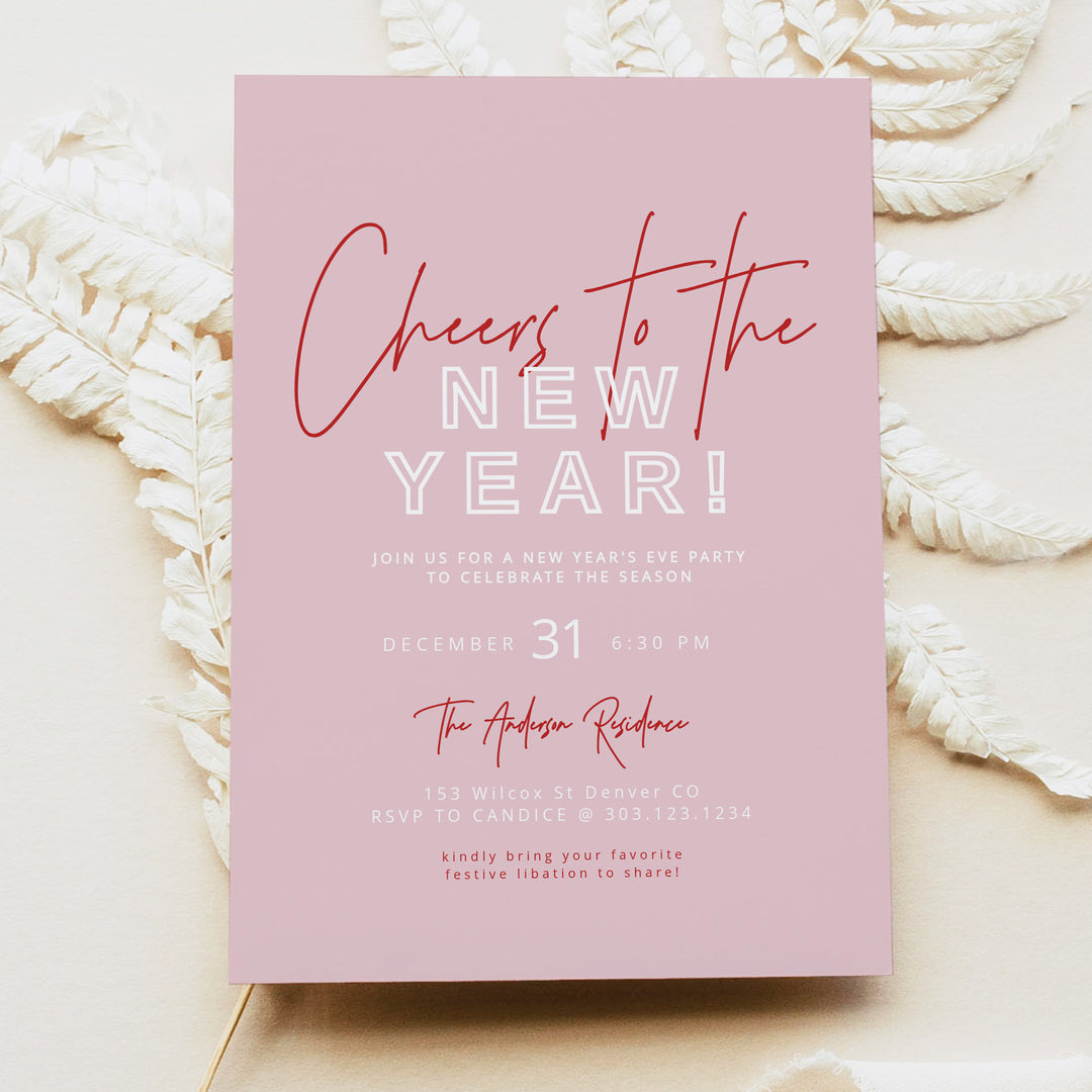 HENLEY Cheers to the New Year Modern New Year's Eve Party Invitation
