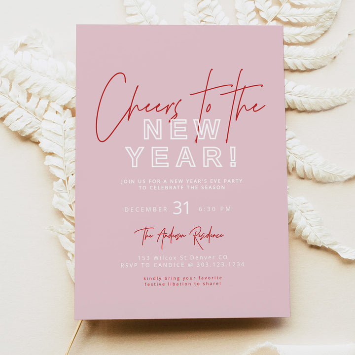 HENLEY Cheers to the New Year Modern New Year's Eve Party Invitation