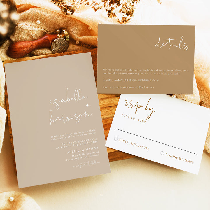 INDIE Minimalist Romantic Wedding Invitation Suite with Photo