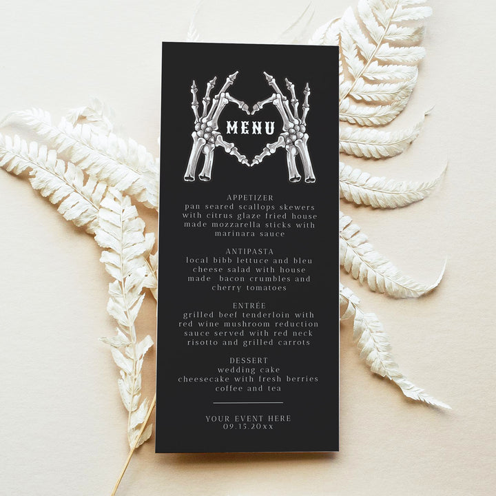 NOVA Til Death Do Us Part Black Wedding Menu Cards
