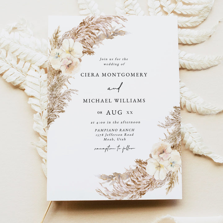CIERA Rustic Fall Boho Wedding Invitation Card