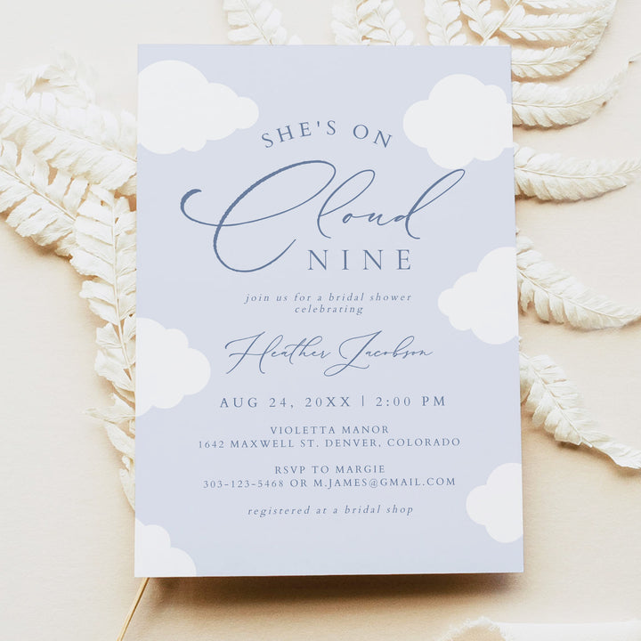 CAPRICE She's On Cloud Nine Blue Bridal Shower Invitation
