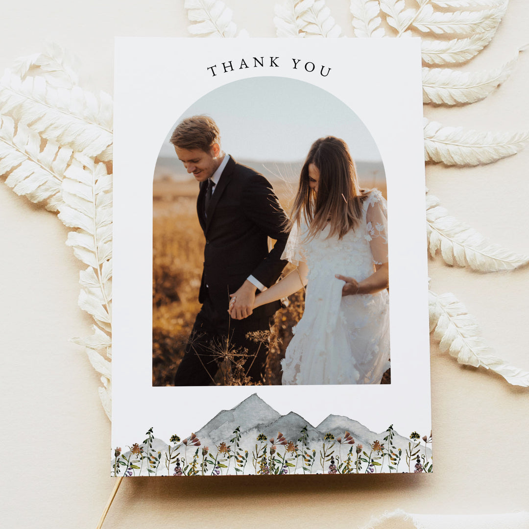 HEIDI Rustic Boho Wedding Photo Thank You Card