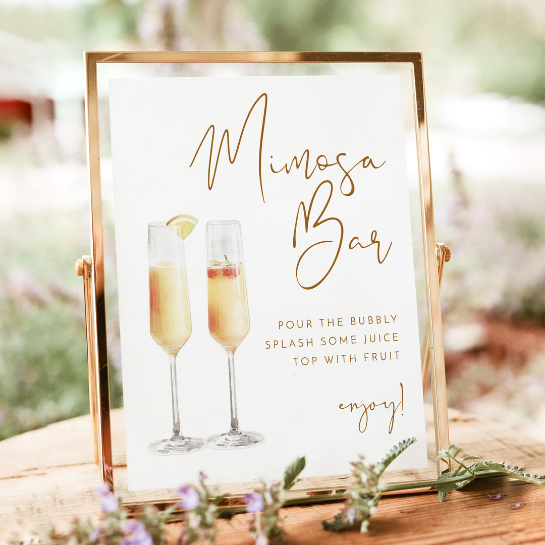 INDIE Watercolor Boho Bridal Shower Mimosa Bar Sign - Unframed