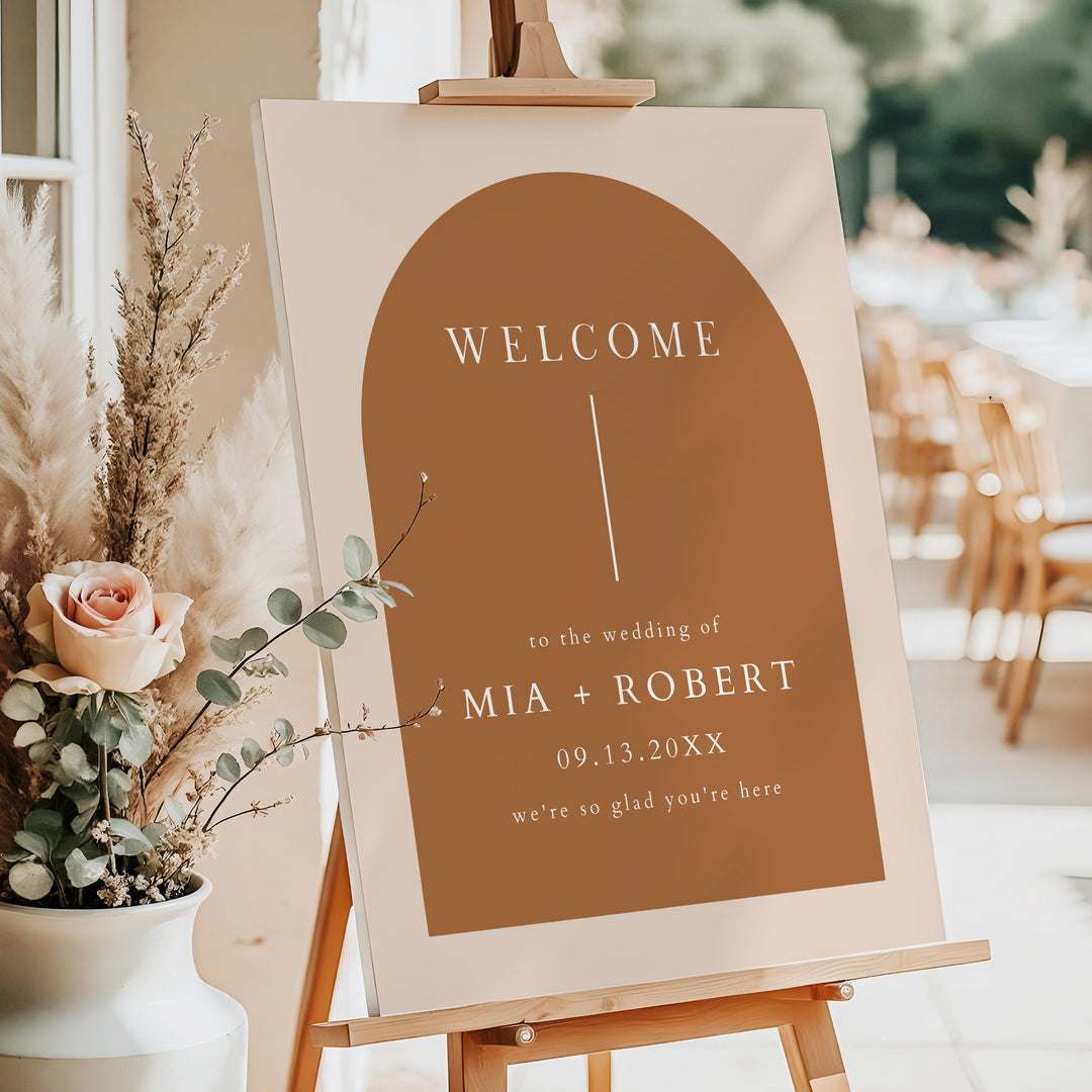MIA Terracotta Boho Arch Wedding Welcome Sign