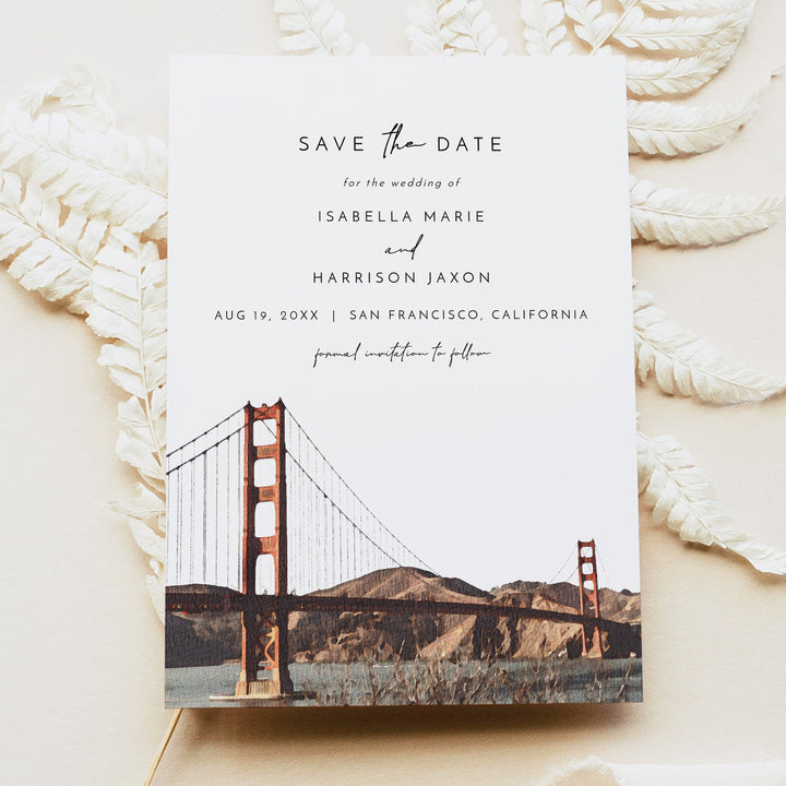 SAN FRANCISCO California Watercolor Wedding Save the Date Cards