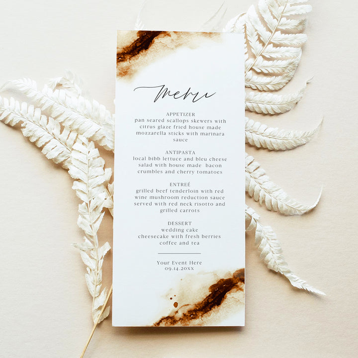JAYLA Bohemian Burnt Orange Terracotta Menu Cards