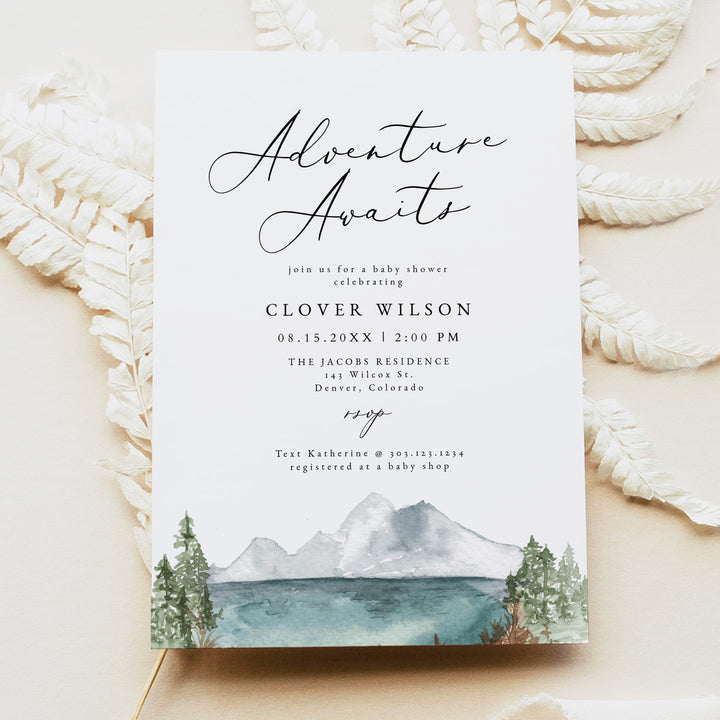 CLOVER Adventure Awaits Woodland Boy Baby Shower Invitation