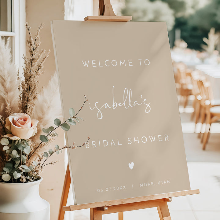INDIE Rustic Beige Bridal Shower Welcome Sign