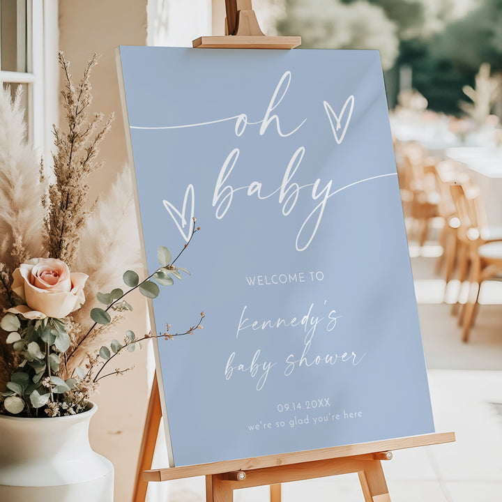 KENNEDY Dusty Blue Oh Baby Boy Baby Shower Welcome Sign