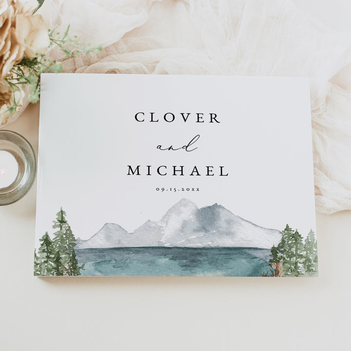 CLOVER Personalized Woodland Mountain Wedding Guest Book
