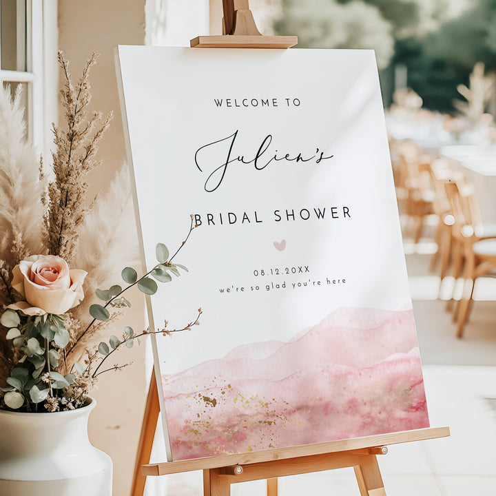JULIEN Romantic Watercolor Bridal Shower Welcome Sign