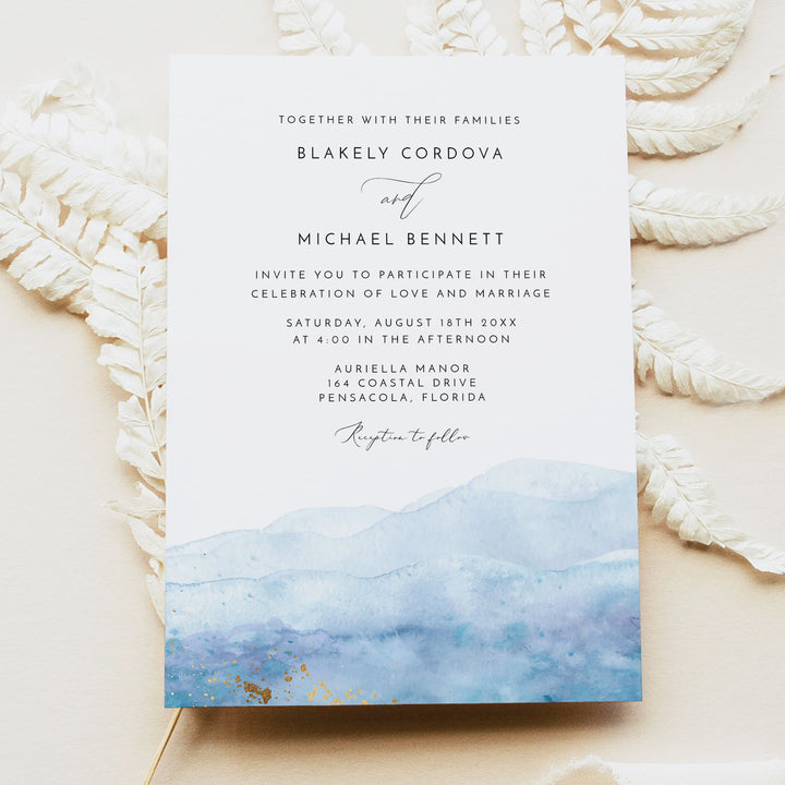 BLAKELY Coastal Destination Wedding Invitations with Photo