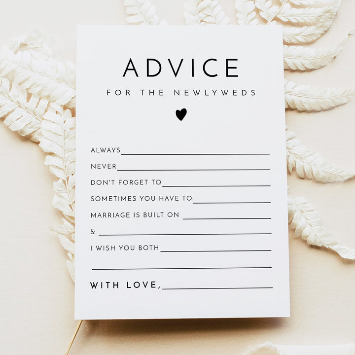 KENNEDY Advice for the Newlyweds Minimalist Wedding Advice Cards