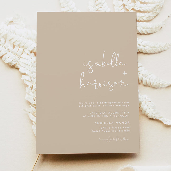 INDIE Simple Beige Boho Photo Wedding Invitation