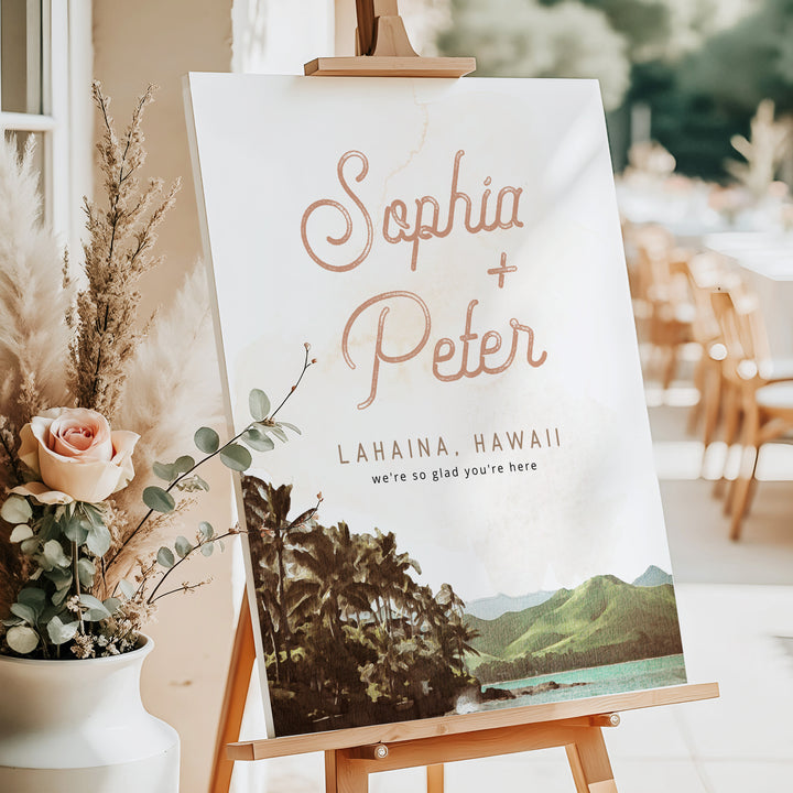 NANI Hawaiian Beach Destination Wedding Welcome Sign