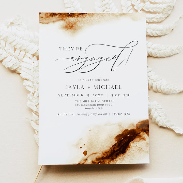 JAYLA They're Engaged Modern Watercolor Engagement Party Invitation