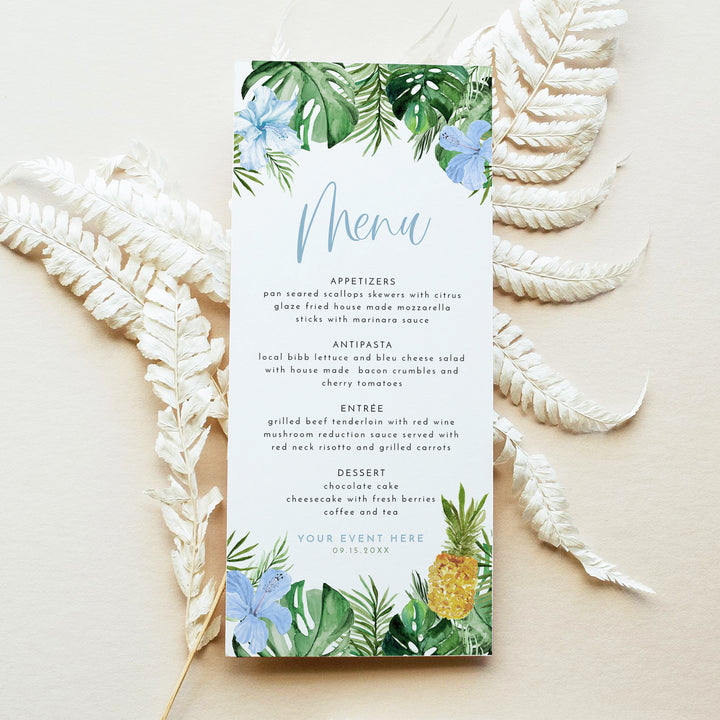 LALANI Tropical Wedding or Baby Shower Menu Cards