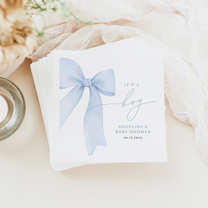 ANGELINA Dusty Blue It's a Boy Baby Shower Napkins Personalized