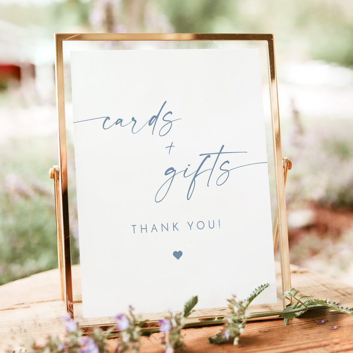 KENNEDY Minimalist Dusty Blue Boho Cards and Gifts Sign