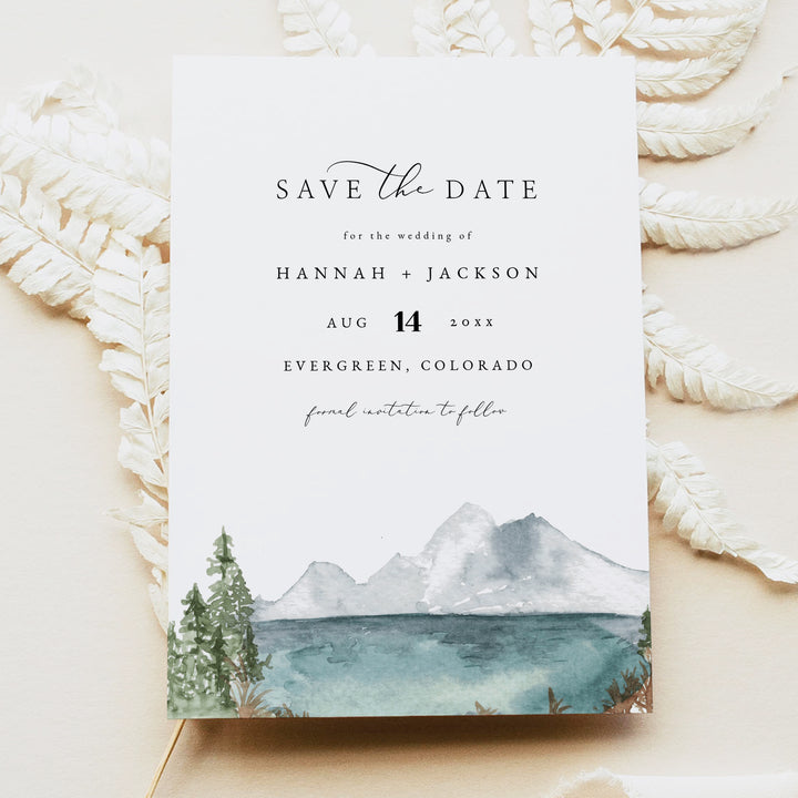 CLOVER Rustic Mountain Wedding Photo Save the Date Cards