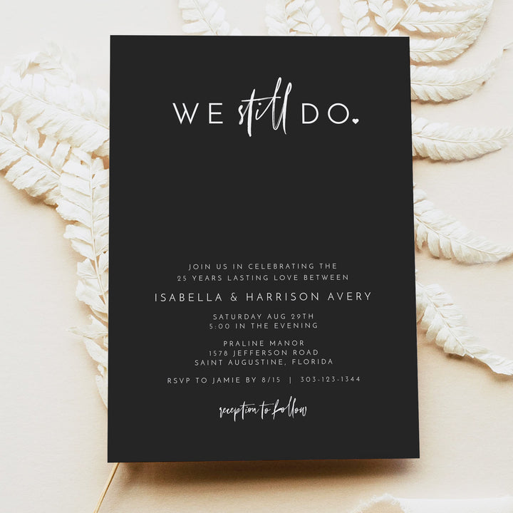 PRIYA Elegant We Still Do Wedding Anniversary Vow Renewal Invitation