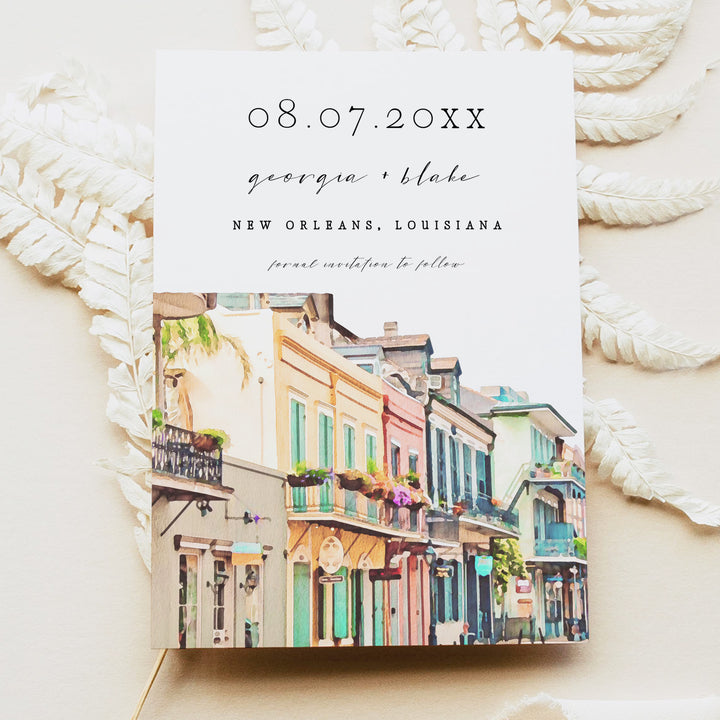 NOLA New Orleans Louisiana Photo Save the Date Invitations