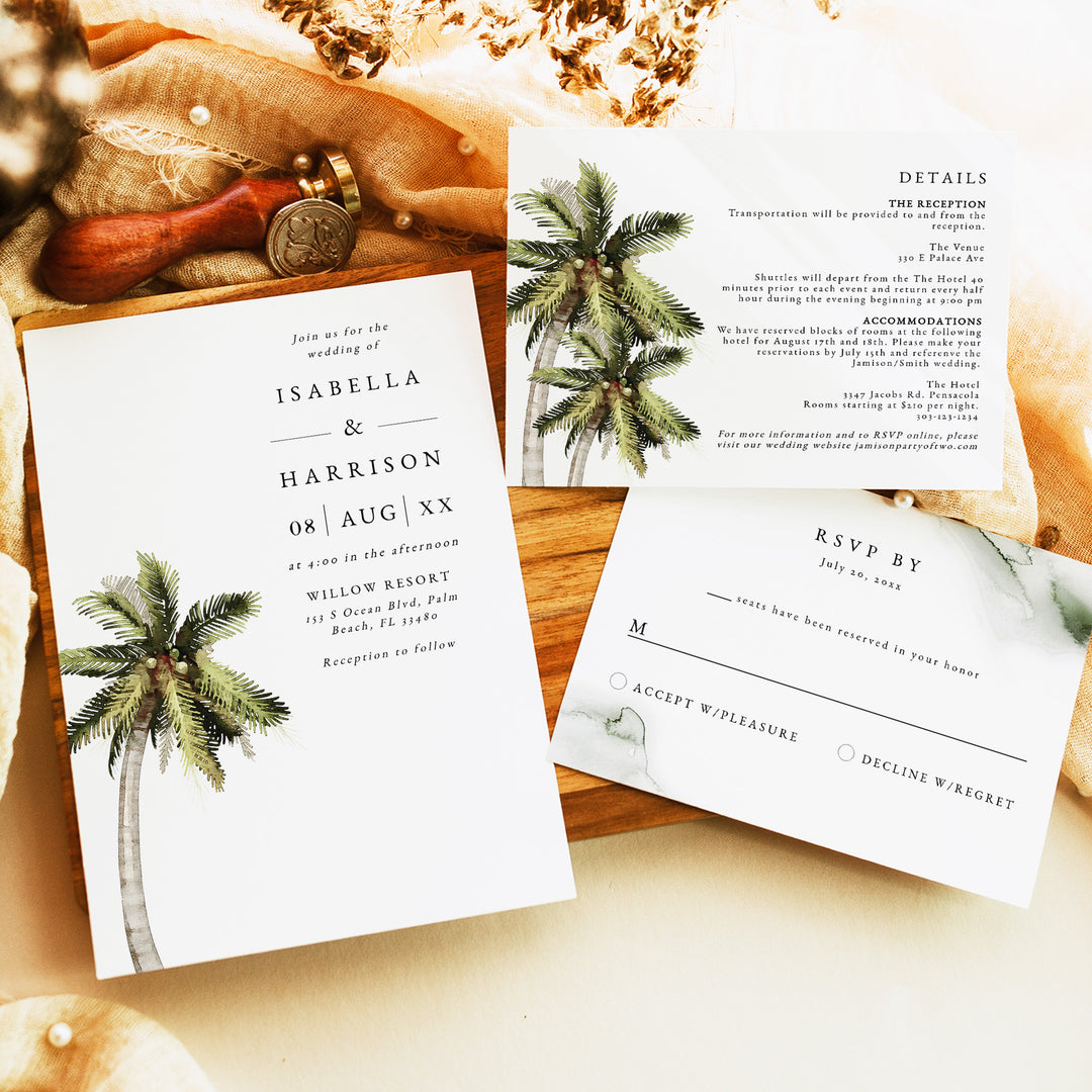 MONA Beach Destination Wedding Invitation Suite with Photo