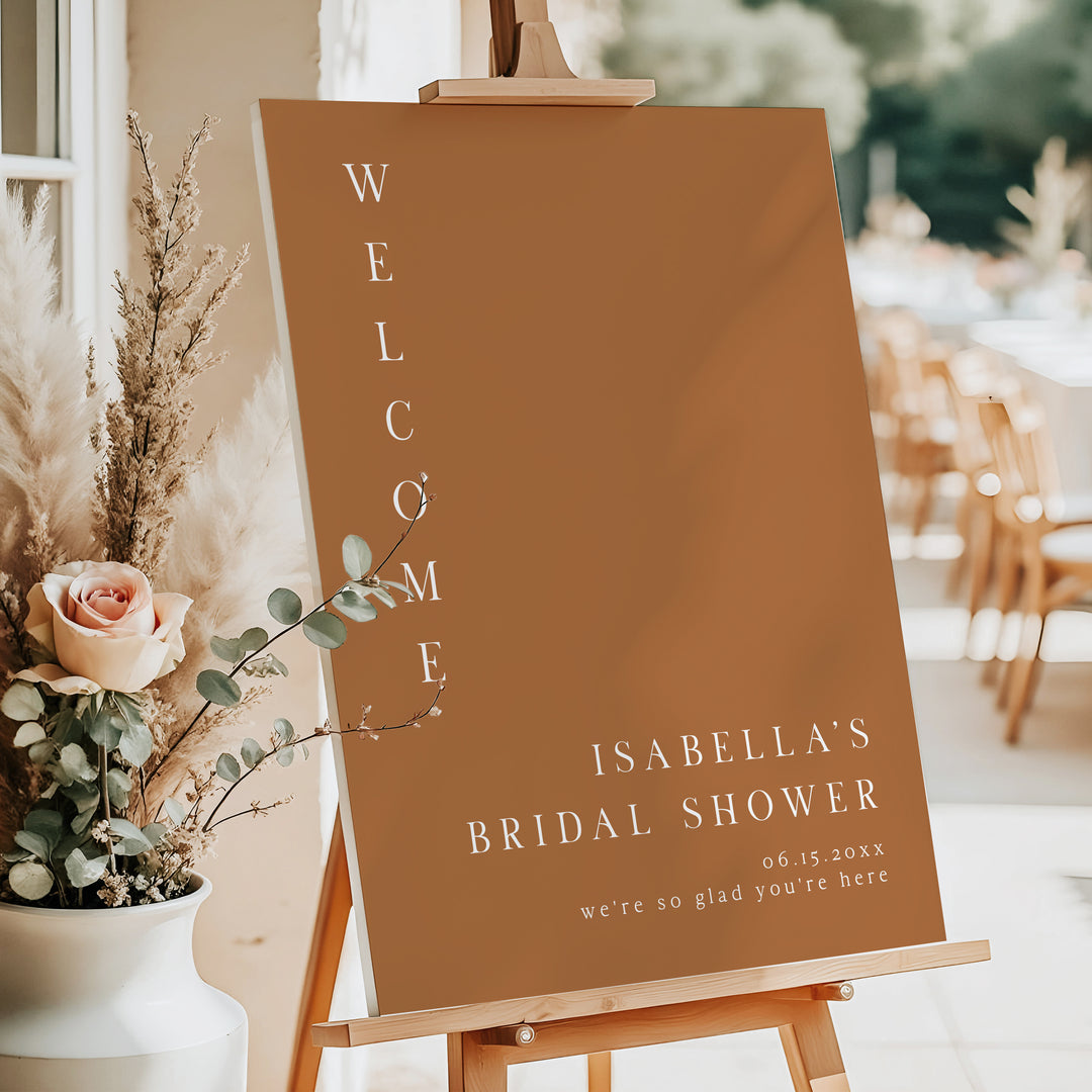 MIA Burnt Orange Minimalist Bridal Shower Welcome Sign
