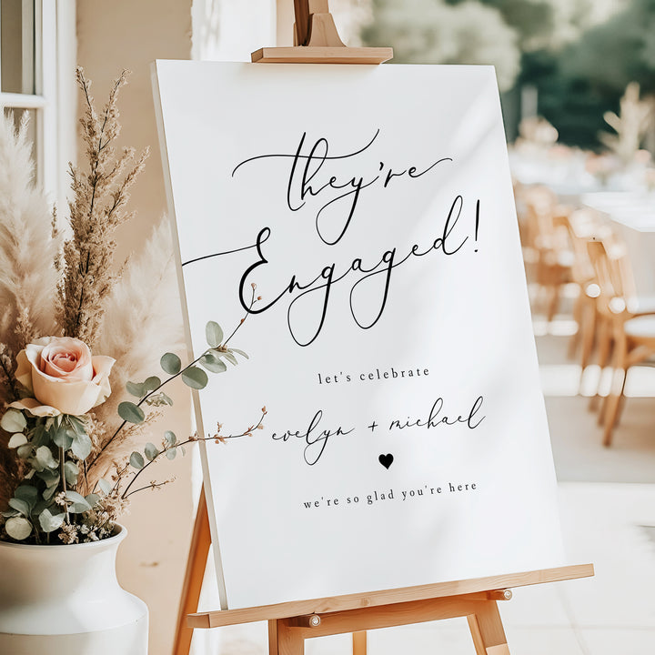 EVELYN They're Engaged Elegant Engagement Party Welcome Sign
