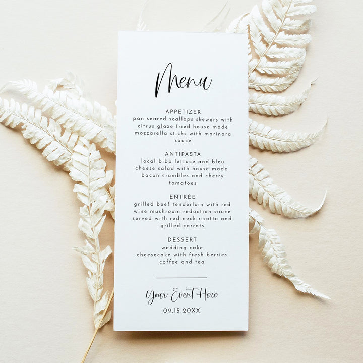 JOLIE Fun Boho Black and White Table Menu Cards