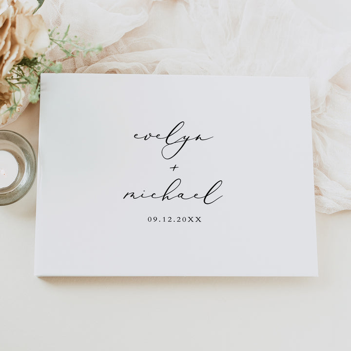 EVELYN Personalized Elegant Script Wedding Guest Book