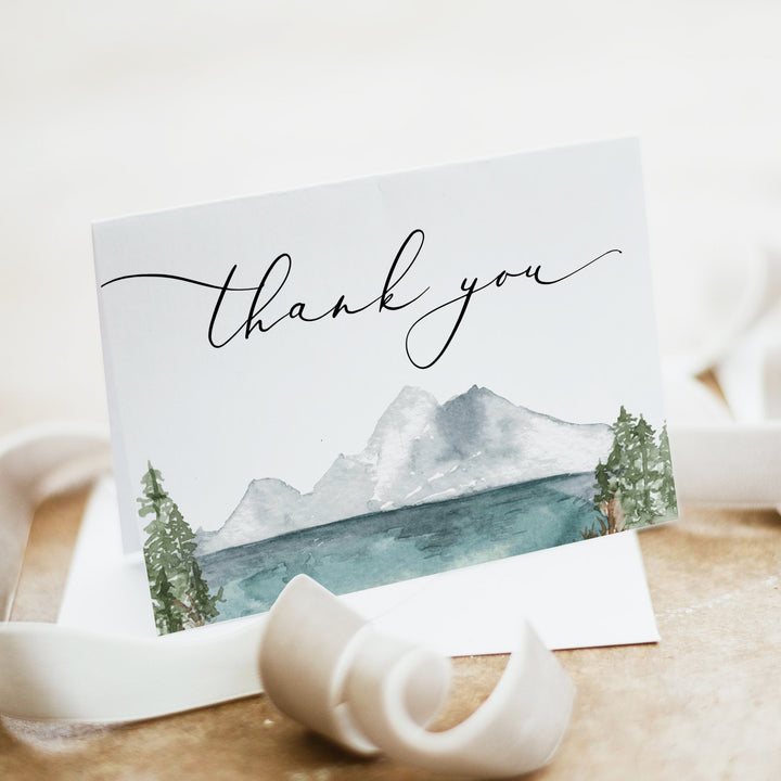 CLOVER Watercolor Mountain Thank You Cards