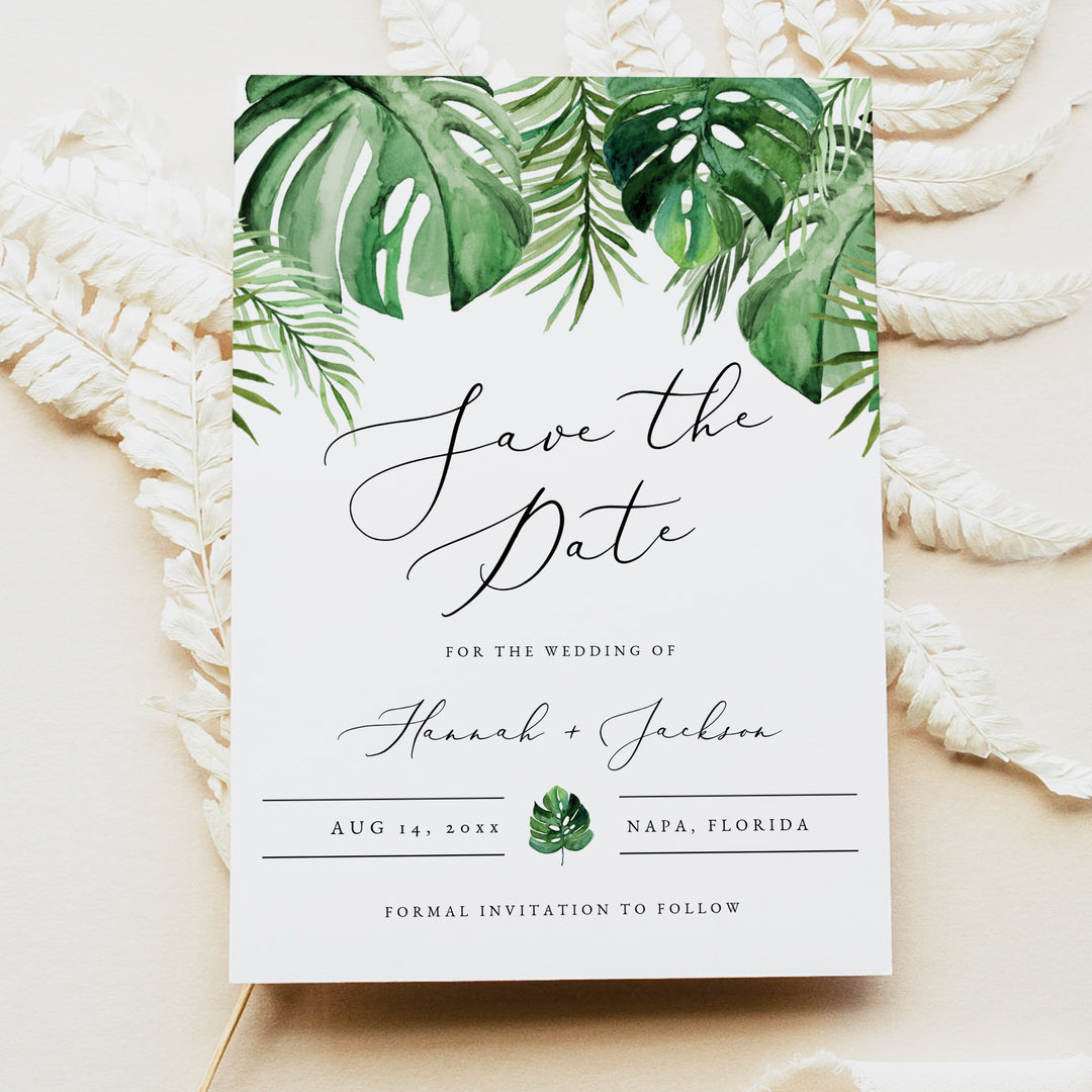 CORA Tropical Destination Wedding Save the Date Cards with Photo