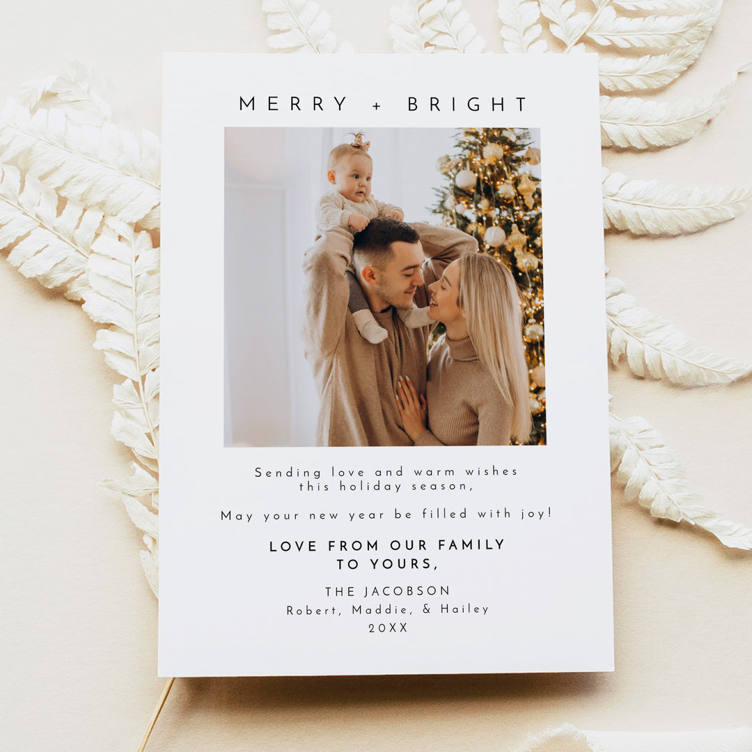 KENNEDY Merry and Bright Personalized Photo Christmas Card Pack
