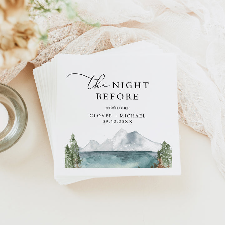 CLOVER The Night Before Mountain Wedding Rehearsal Dinner Napkins