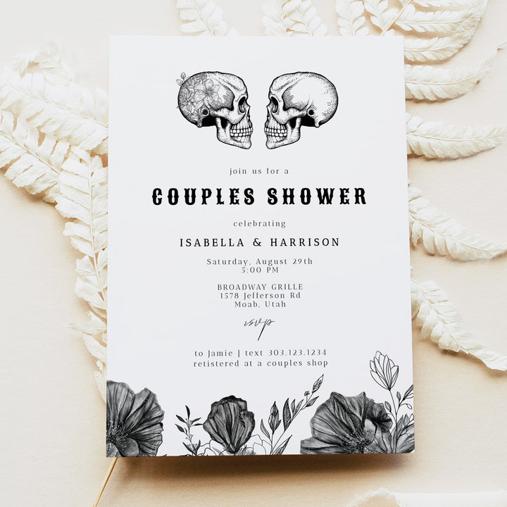 NOVA Gothic Halloween Floral Couples Shower Invitations