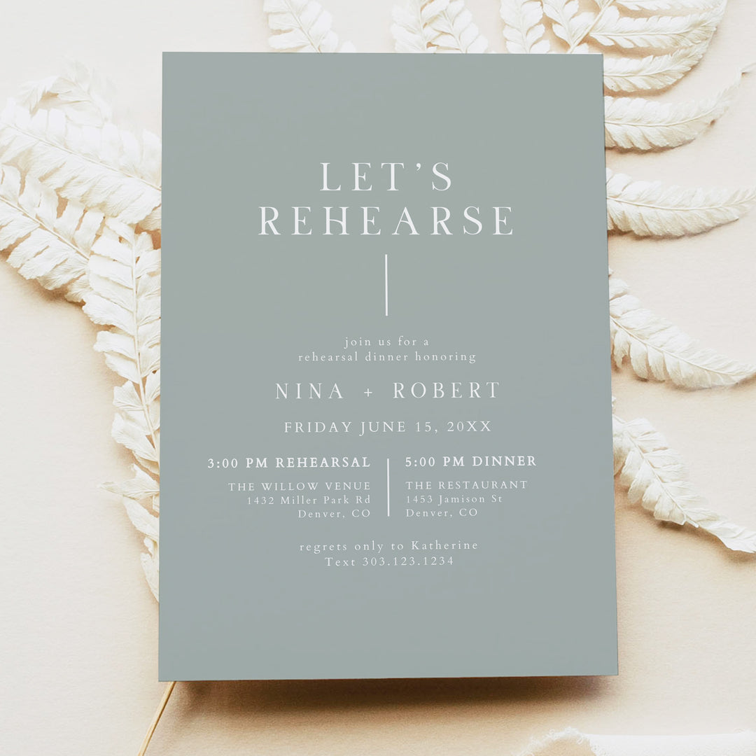 NINA Let's Rehearse Elegant Wedding Rehearsal Dinner Invitation