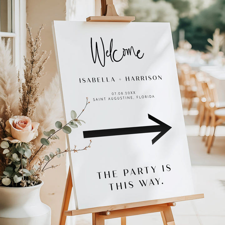 WILLOW Modern Minimalist Wedding Direction Arrow Sign