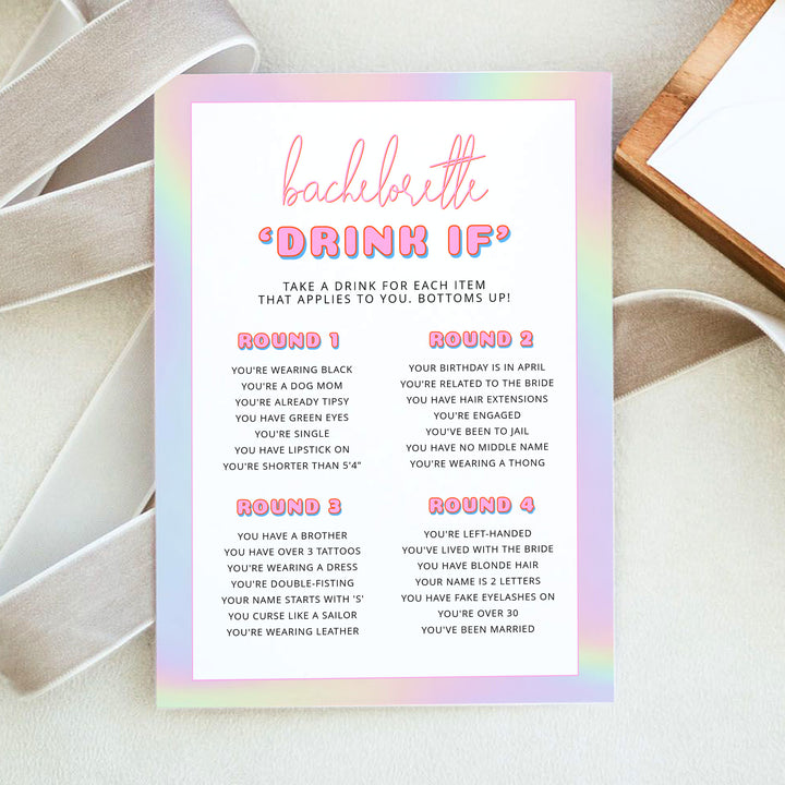 DINA Y2K Disco Drink if Bachelorette Party Drinking Game Cards