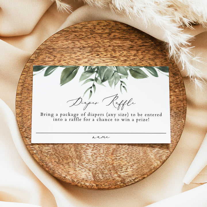LANA Sage Green Boho Baby Shower Diaper Raffle Card