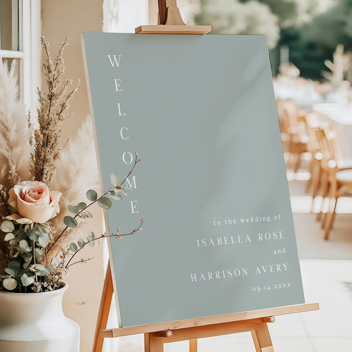 Nina Simple Sage Green Luxury Wedding Welcome Sign