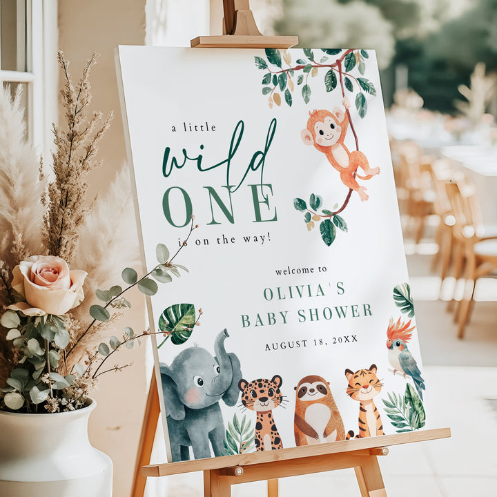 WILDER Wild One Safari Baby Shower Welcome Sign