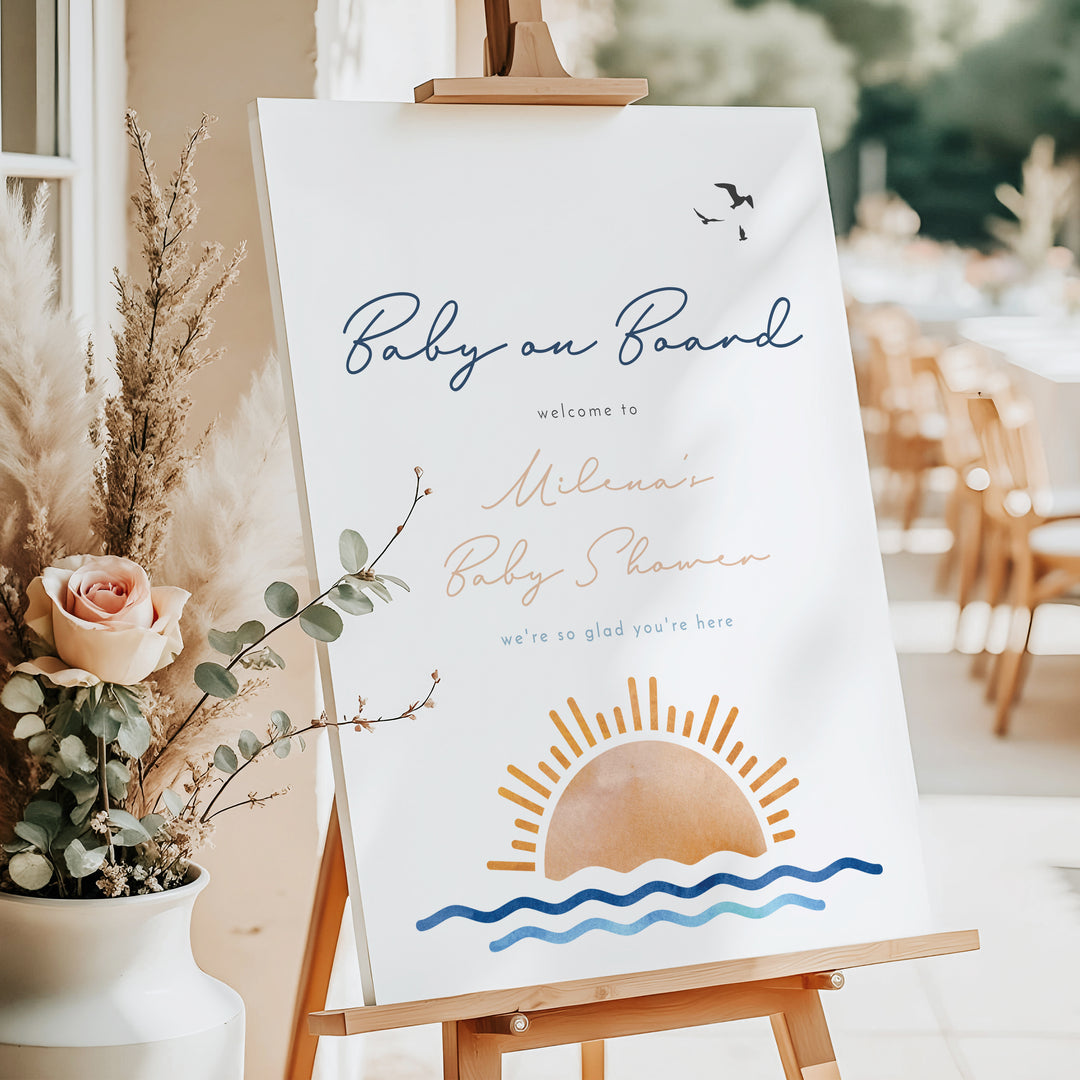 OCEANSIDE Nautical Baby on Board Baby Shower Welcome Sign