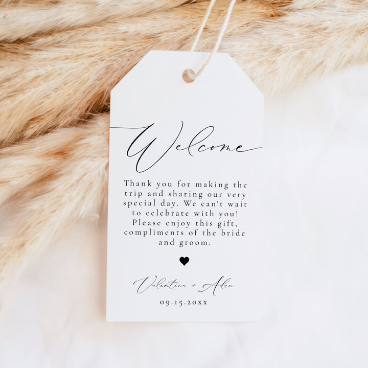 VALENTINA Elegant Calligraphy Script Wedding Welcome Bag Tags