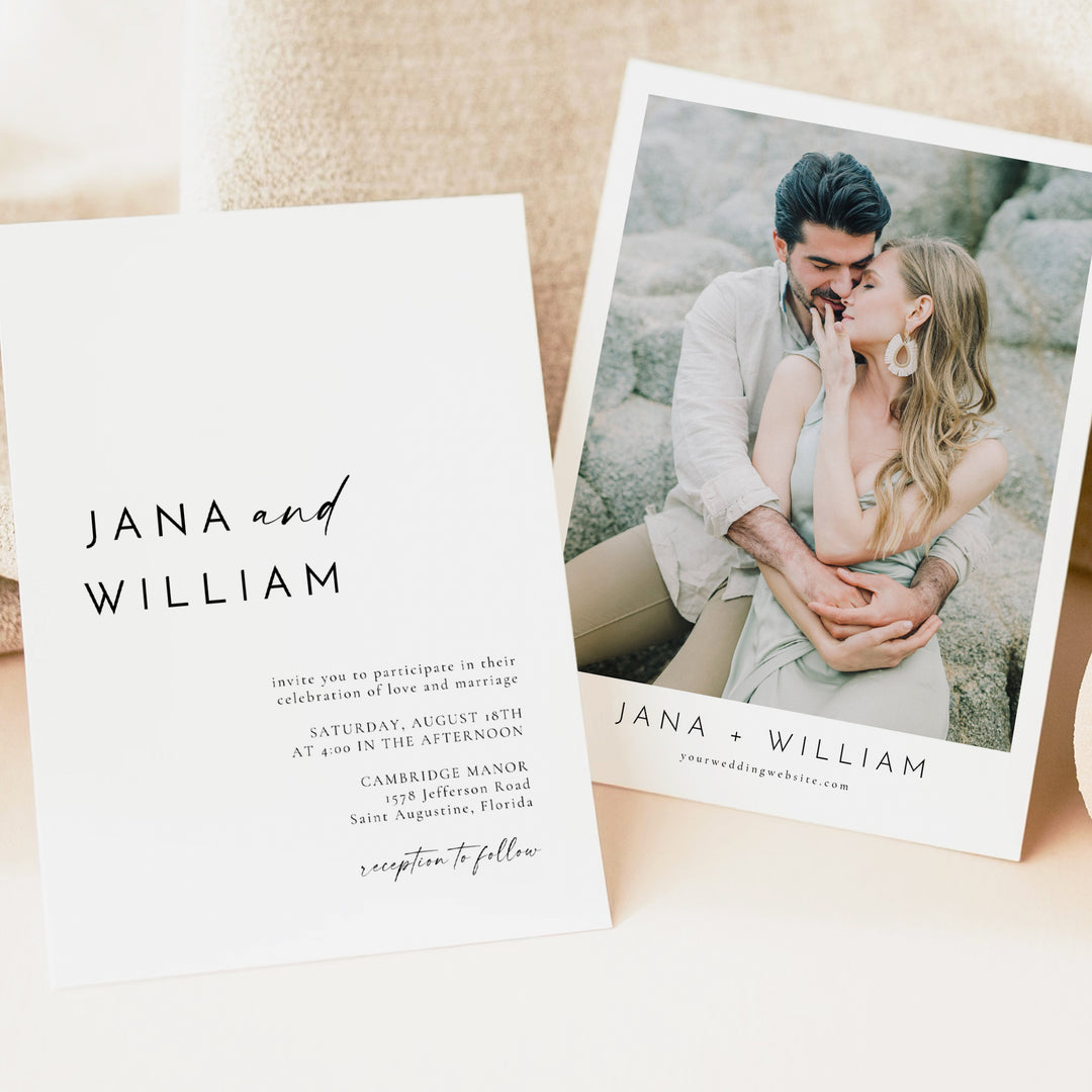 BLAIR Modern Minimalist Boho Wedding Invitation Printed or Digital Download